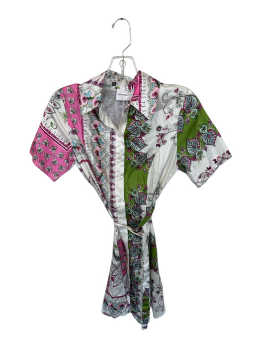 Lavender Brown Size XS White & Pink Polyester Short Sleeve Kaleidoscope Dress White & Pink / XS
