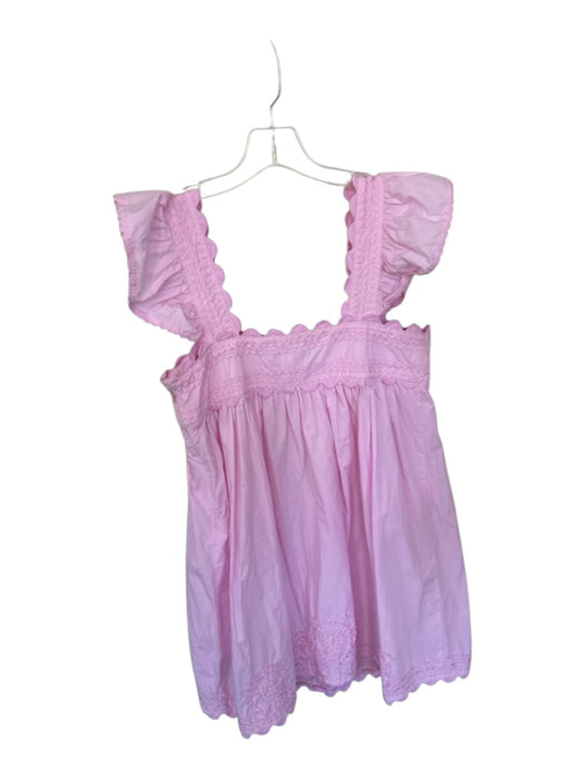 Juliet Dunn Size Est S Pink Cotton Flutter Sleeves Lace Trim Dress Pink / Est S