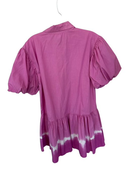 WKND WYFR Size Est S Purple & White Cotton Short Balloon Sleeve Tie Dye Dress Purple & White / Est S