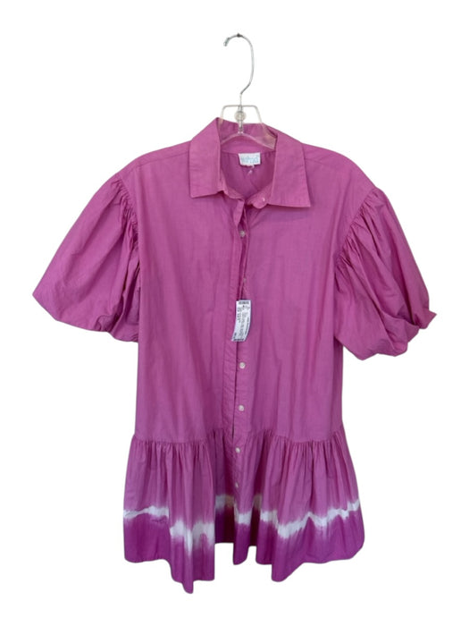 WKND WYFR Size Est S Purple & White Cotton Short Balloon Sleeve Tie Dye Dress Purple & White / Est S