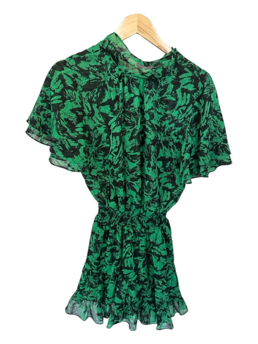 Misa Size S Green & Black Polyester Blend Short Sleeve neck tie Metallic Dress Green & Black / S