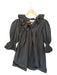 Hunter Bell Size M Black Polyester Ruffle Neck Long Sleeve Buttons Dress Black / M