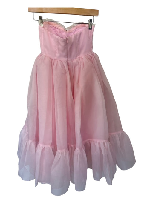 Selkie Size XXS Baby Pink Tulle Corset Top Lace Trim Midi Gown Baby Pink / XXS