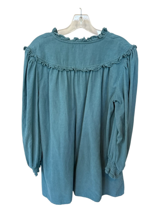 Olivia James Size M Teal Blue Corduroy Long Sleeve Buttons Dress Teal Blue / M