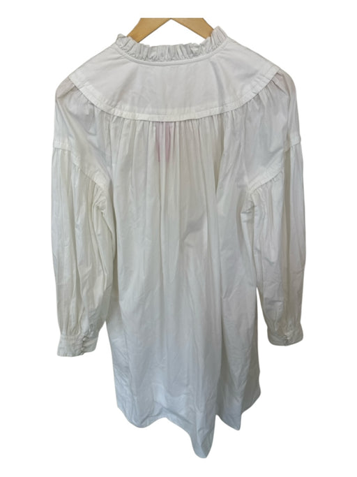 Ulla Johnson Size 8 White Cotton Long Balloon Sleeve Buttons Dress White / 8