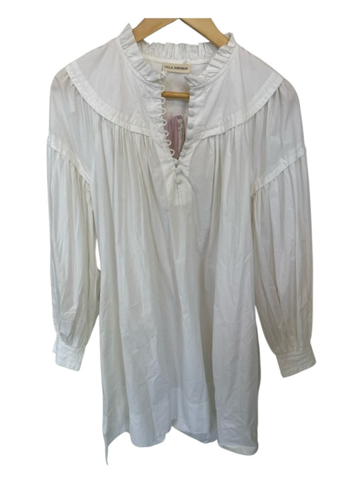 Ulla Johnson Size 8 White Cotton Long Balloon Sleeve Buttons Dress White / 8