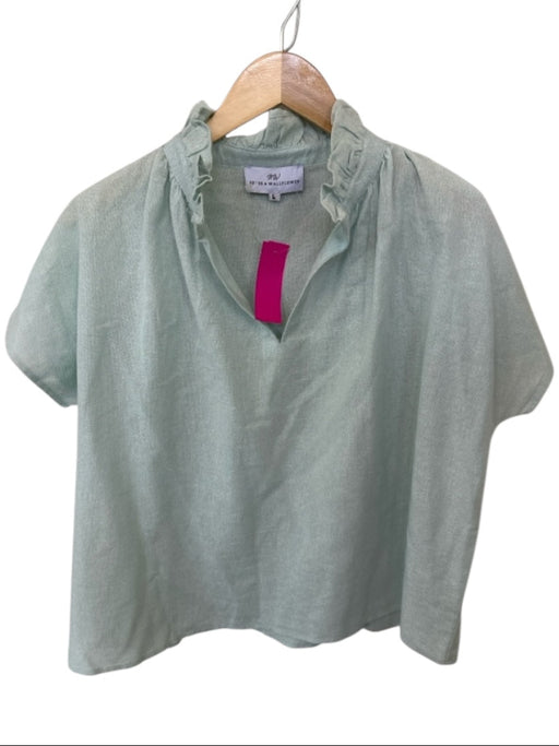 Never a Wallflower Size L Sage green Cotton Blend Short Sleeve Metallic Top Sage green / L
