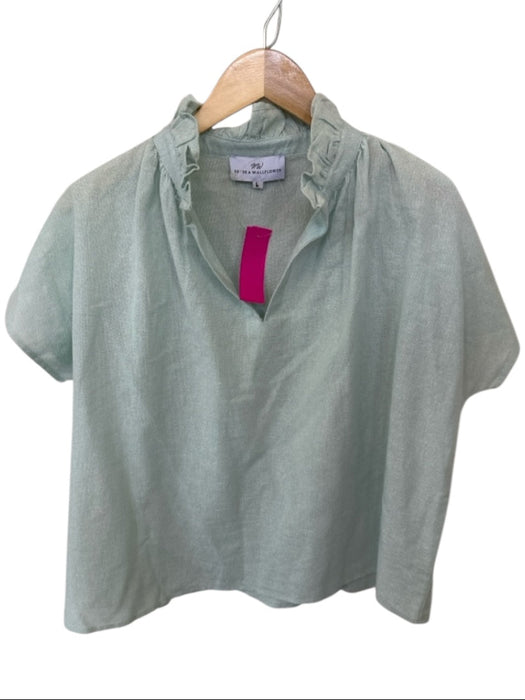Never a Wallflower Size L Sage green Cotton Blend Short Sleeve Metallic Top Sage green / L