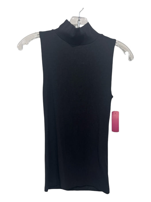 Hush Size Small Black Cotton Blend Sleeveless Ribbed Mock Neck Top Black / Small