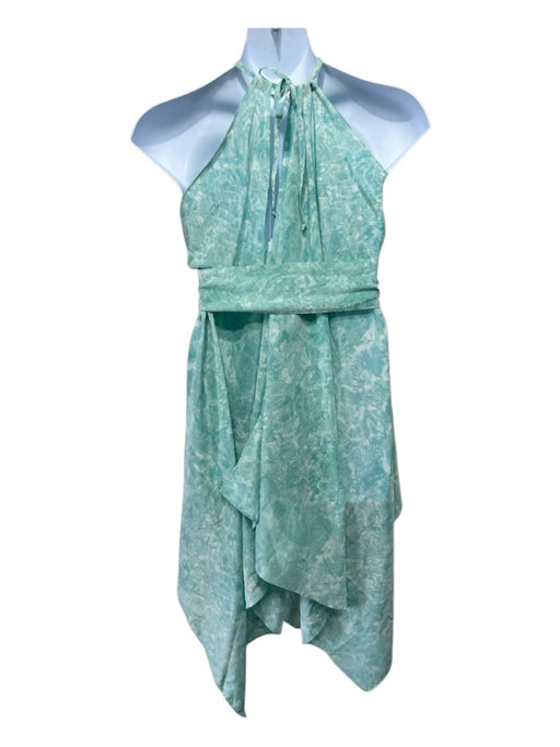 Sea Sage Size One Size Teal & White Silk Sleeveless All Over Print Coverup Teal & White / One Size
