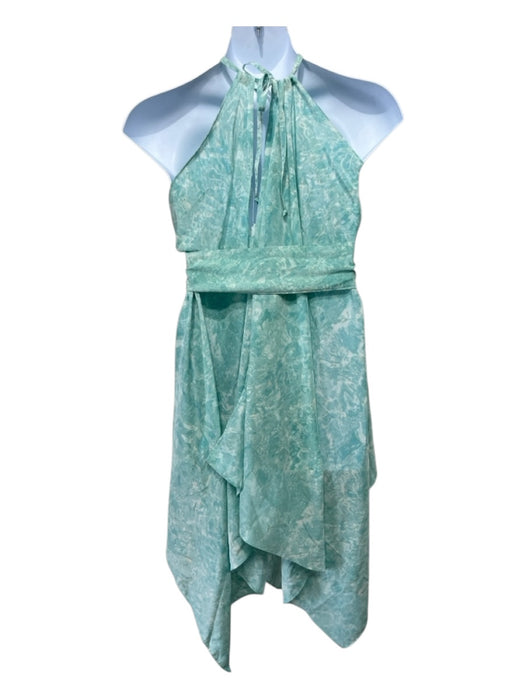 Sea Sage Size One Size Teal & White Silk Sleeveless All Over Print Coverup Teal & White / One Size