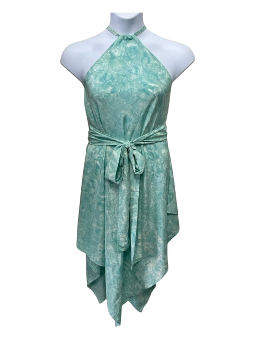 Sea Sage Size One Size Teal & White Silk Sleeveless All Over Print Coverup Teal & White / One Size