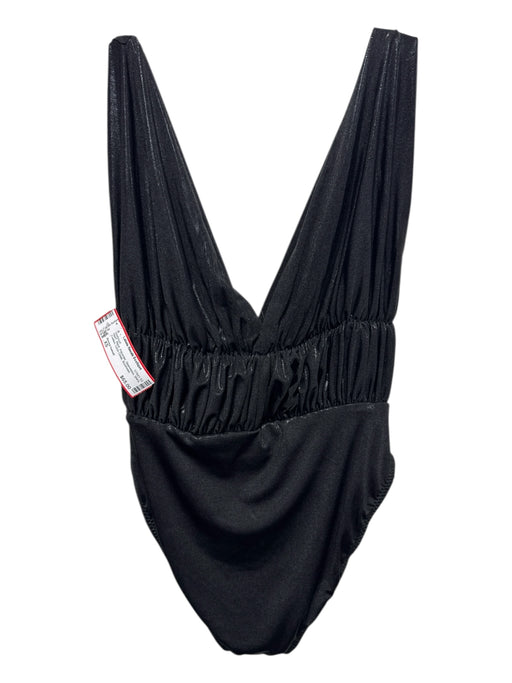 Norma kamali Size XS Black Polyester Sleeveless Shiny Coated Bodysuit Black / XS