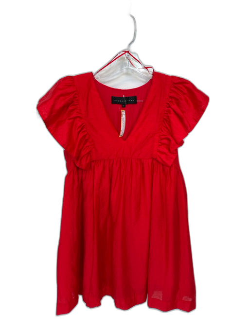 endless rose Size M Red Cotton Mini Flutter Sleeve V Neck short sleeve Dress Red / M