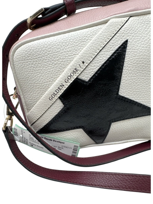 Golden Goose White & Pink Leather Color Block Crossbody Strap Zip Close Star Bag White & Pink / M