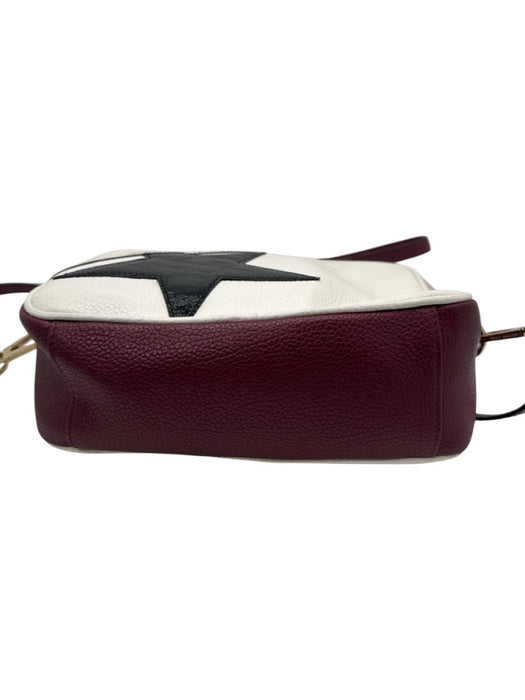 Golden Goose White & Pink Leather Color Block Crossbody Strap Zip Close Star Bag White & Pink / M