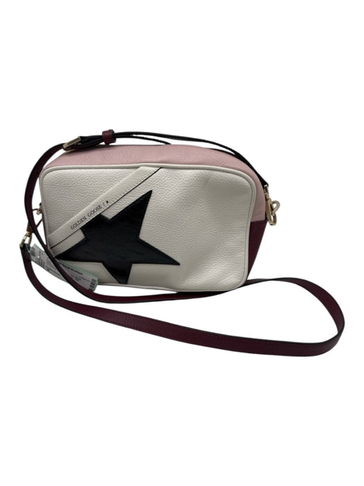 Golden Goose White & Pink Leather Color Block Crossbody Strap Zip Close Star Bag White & Pink / M