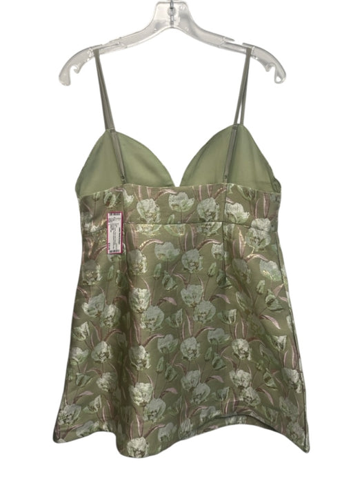 endless rose Size L Green, Pink, Gold Polyester Sleeveless Floral Jacquard Dress Green, Pink, Gold / L