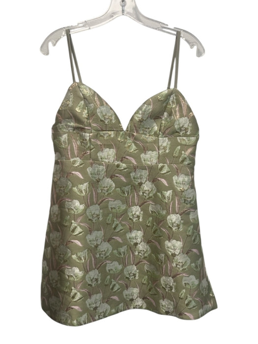 endless rose Size L Green, Pink, Gold Polyester Sleeveless Floral Jacquard Dress Green, Pink, Gold / L