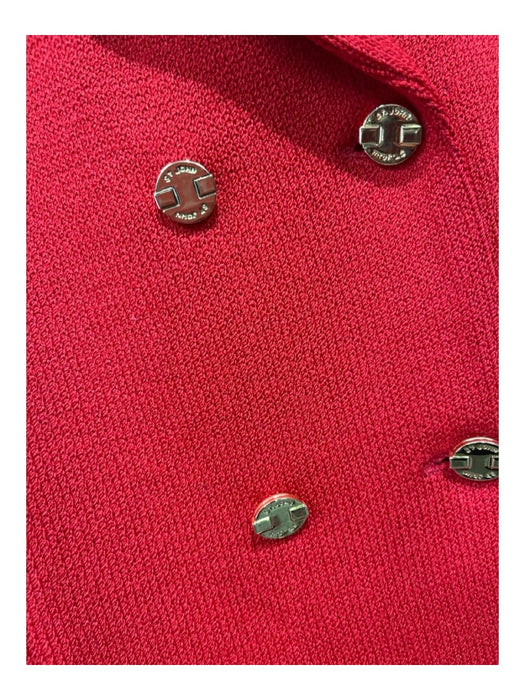 St John Collection Size 10 Red Wool Blend Long Sleeve Button Front Lapel Jacket Red / 10