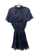 Misa Size S Navy Blue Polyester Smocked Tie Neck Clip Dot Sheer Dress Navy Blue / S