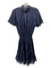 Misa Size S Navy Blue Polyester Smocked Tie Neck Clip Dot Sheer Dress Navy Blue / S