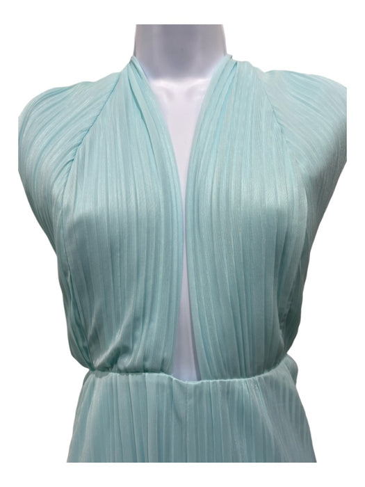 Amanda Uprichard Size S Light Blue Polyester Pleated Criss Cross Halter Jumpsuit Light Blue / S