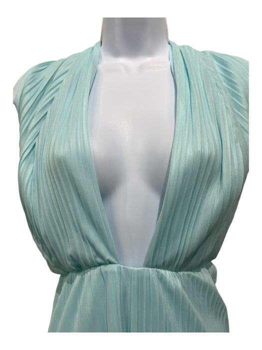 Amanda Uprichard Size S Light Blue Polyester Pleated Criss Cross Halter Jumpsuit Light Blue / S