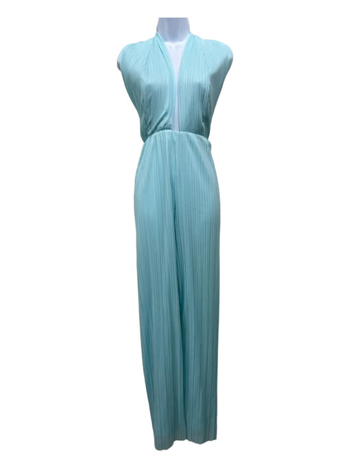 Amanda Uprichard Size S Light Blue Polyester Pleated Criss Cross Halter Jumpsuit Light Blue / S