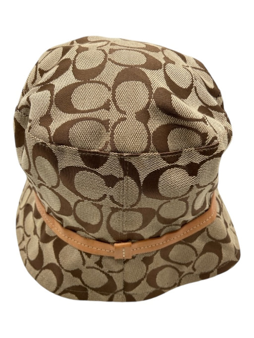 Coach Brown Canvas Bucket Monogram Leather Trim Hat Brown / P/S