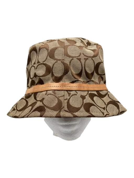 Coach Brown Canvas Bucket Monogram Leather Trim Hat Brown / P/S