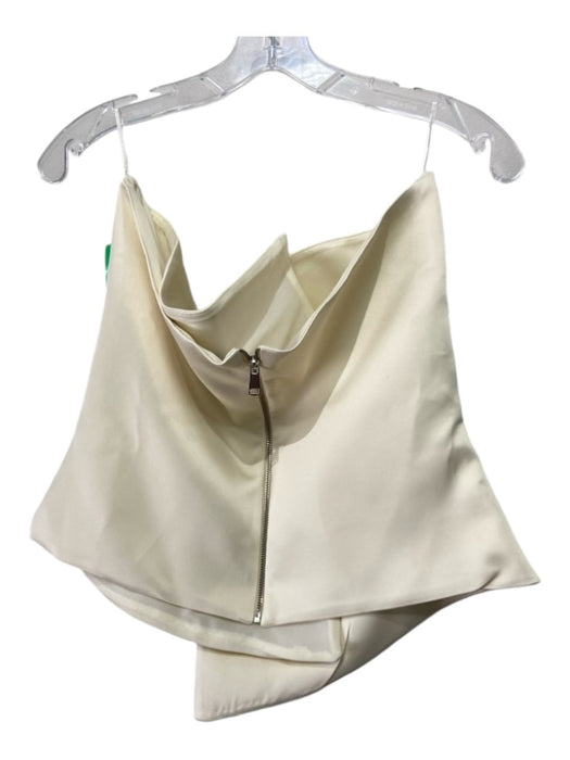 Zara Size XL Cream Polyester Satin Strapless Sail Boat Asymetric Hemline Top Cream / XL