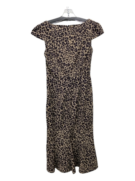 By Anthropologie Size XS Black & Tan Viscose Blend Cap Sleeve Leopard Dress Black & Tan / XS