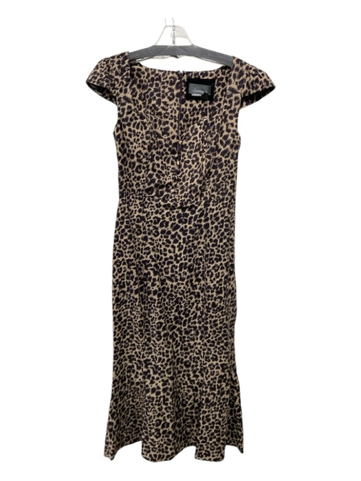 By Anthropologie Size XS Black & Tan Viscose Blend Cap Sleeve Leopard Dress Black & Tan / XS