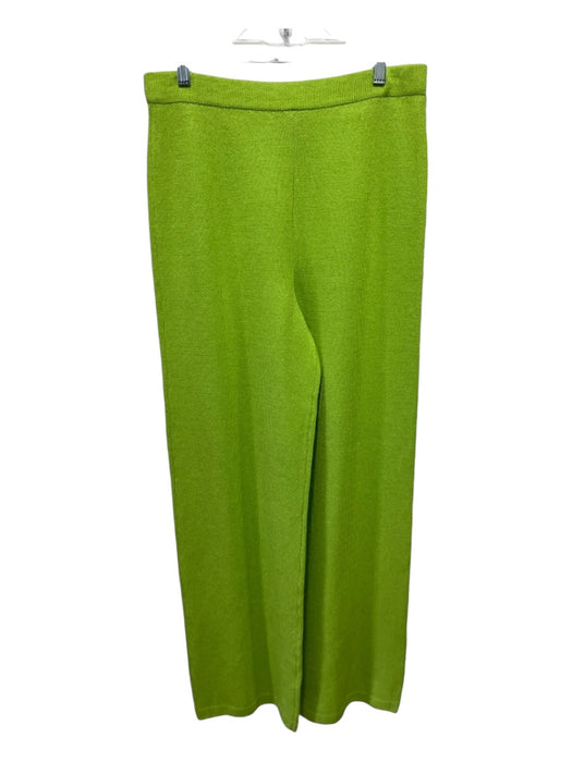 St John Size 10 Lime Green Wool Blend Elastic Waist Knit Straight Leg Pants Lime Green / 10