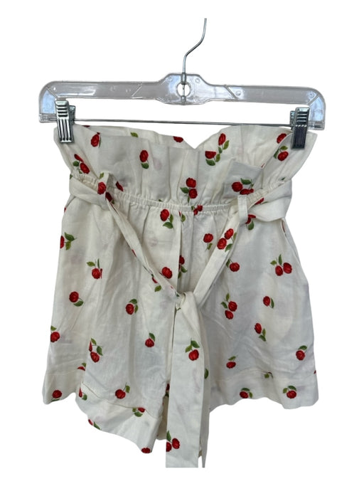 Farm Rio Size XS White & Red Cotton High Waist Cherries Shorts White & Red / XS