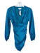 Lovers + Friends Size XS Teal Polyester Blend Long Balloon Sleeve V Neck Dress Teal / XS