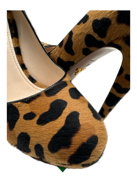 Prada Shoe Size 38.5 Brown & Black Cowhide Animal Print Platform Pumps Brown & Black / 38.5