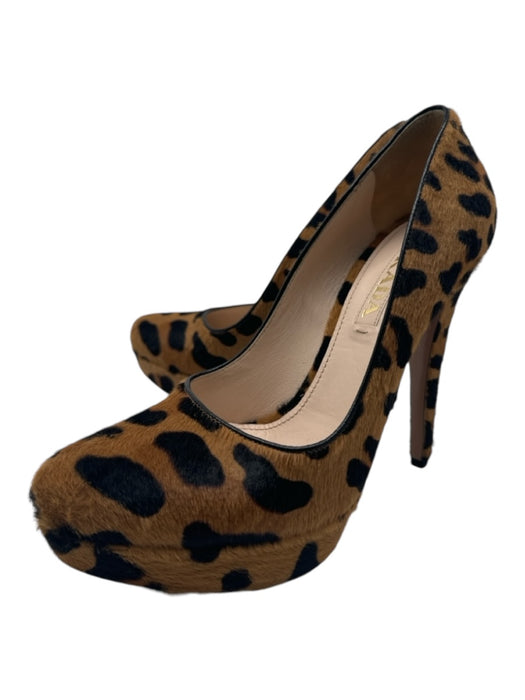 Prada Shoe Size 38.5 Brown & Black Cowhide Animal Print Platform Pumps Brown & Black / 38.5