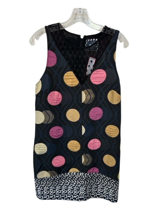 Maeve Size M Black & Pink Sleeveless Circles Metallic Back Zip Dress Black & Pink / M
