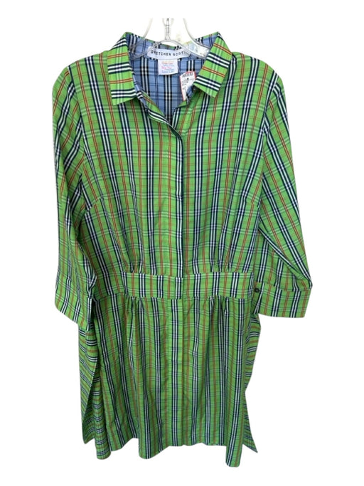 Gretchen Scott Size S Green & Red Polyester Long Sleeve Plaid Belted Dress Green & Red / S