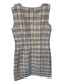 Lafayette 148 Size 4 Taupe & Blue Polyester Blend Sleeveless Grid Dress Taupe & Blue / 4