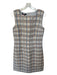 Lafayette 148 Size 4 Taupe & Blue Polyester Blend Sleeveless Grid Dress Taupe & Blue / 4
