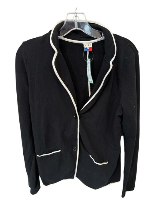 Kule Size S Black & White Cotton Blend Piping Buttons Jacket Black & White / S
