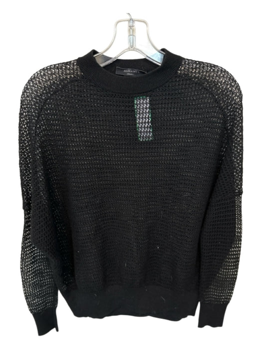 All Saints Size S Black Rayon Blend Long Sleeve Loose Knit Top Black / S