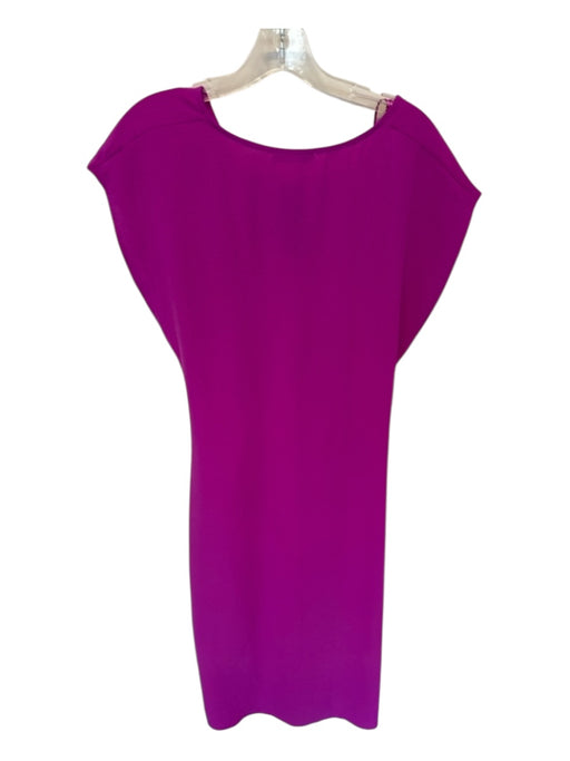 Zara Size M Purple Polyester Cap Sleeve V Neck Gathered Sides Maxi Dress Purple / M