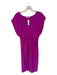 Zara Size M Purple Polyester Cap Sleeve V Neck Gathered Sides Maxi Dress Purple / M