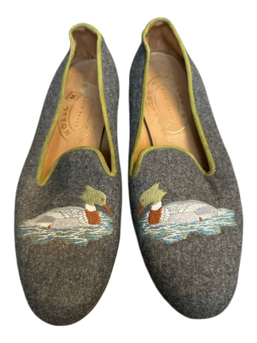 Stubbs & Wooten Shoe Size 9 gray & green Wool Embroidered Duck Flats gray & green / 9