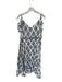 Sandro Size 36 Blue & Tan Polyester Cap Sleeve Lines Lace Sash Dress Blue & Tan / 36