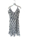 Sandro Size 36 Blue & Tan Polyester Cap Sleeve Lines Lace Sash Dress Blue & Tan / 36